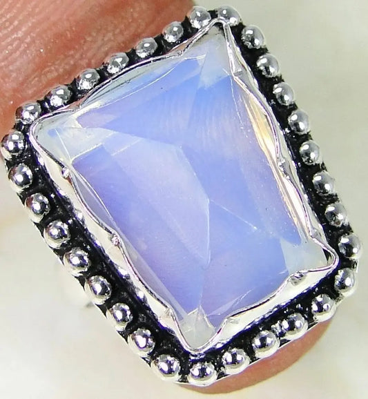 Opalite4 & 925 Silver Handmade Fashionable Ring Size O & gift box "Handmade"