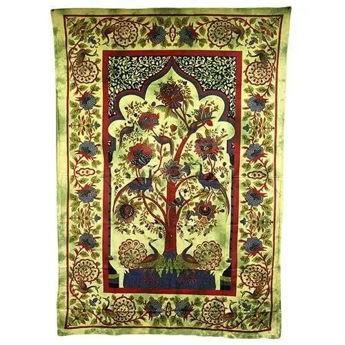PAGAN/SPIRITUAL ICONIC TREE OF LIFE -GREEN Indian wall hanging/DOUBLE BEDSPREAD. Ancient Wisdom