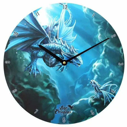 PAGAN/WICCAN/ Water Dragon Wall Clock by Anne Stokes.34cm diam. Anne Stokes