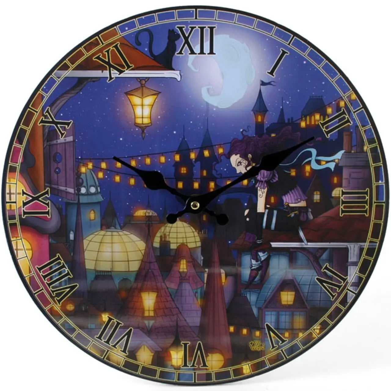 PAGAN/WICCAN/WITCHY/NEW AGE FABLE CITY Clock by Dr.Weird .wooden.34cm x 34cm DR WIERD