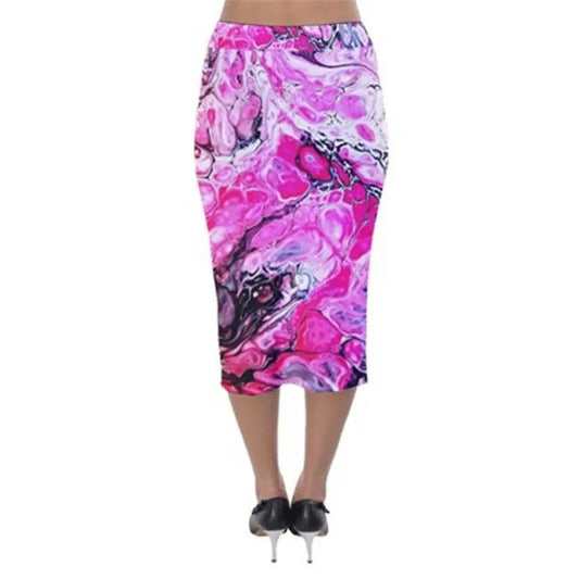 PINK FEARExclusive Original Designer Velvet Midi Pencil Skirt Size:Medium10-12uk wONKEYdONKEYbAZAAR