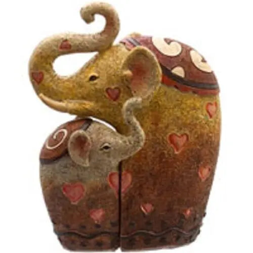 Pair of gorgeous resin, hand-painted Elephants Approx.12cm x 8cm x 5cm.fab gift Unbranded