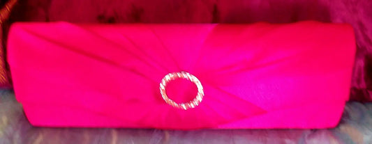Pink satin clutch bag with chain strap & diamante detail. large. party accessory Unbranded