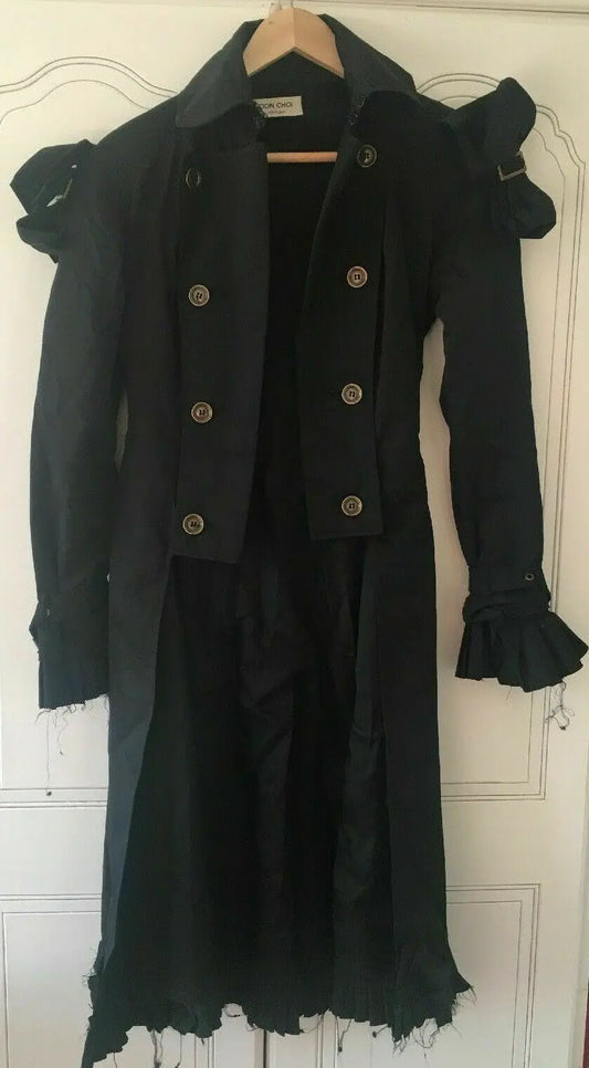 Rare Vintage Eudon Choi For Miss Selfridge Gothic Mac Coat Trench-BLACK Eudon Choi