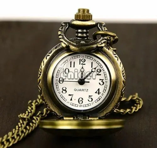 Retro Bronze Steampunk Quartz Necklace Pendant Chain Pocket Watch Unbranded