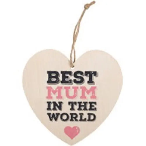 SHABBY CHIC/RETRO BEST MUM IN WORLD HEART mdf sign-Approx 12cm tall by 11.5cm ac Unbranded
