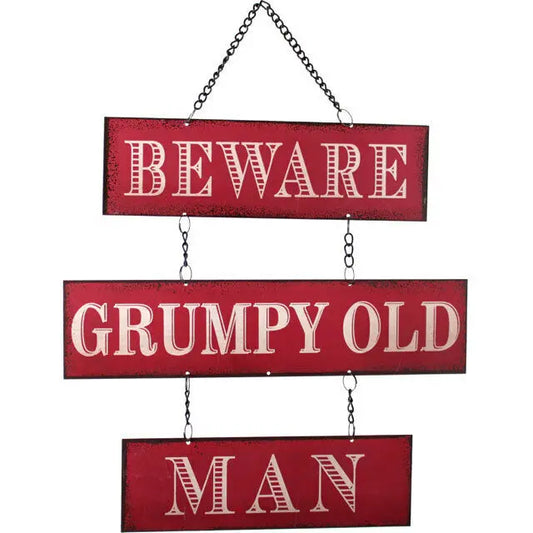 SHABBY CHIC/RETRO Grumpy Old Man RED metal sign-30cm tall-GIFT ITEM/STOCKING Shabby Chic
