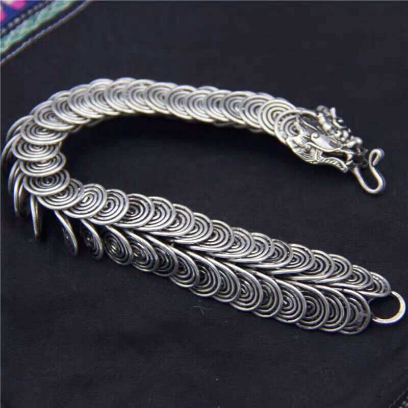 20mm Long Tibetan Silver Dragon Bracelet Unisex Bracelet Birthday Gift Wonkey Donkey Bazaar