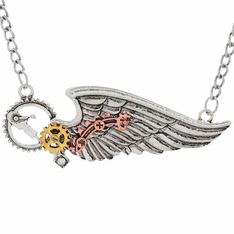 STEAMPUNK-FUNKY New 1PC Retro Angel Wing Steampunk Necklace Pendant Gears Unbranded