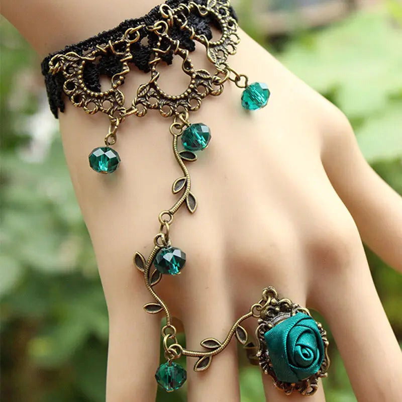 STEAMPUNK.Women BLUE FLOWER Gothic/BOHO.CHARM/Lace Bracelet  Retro/Jewelry Prom Unbranded/Generic