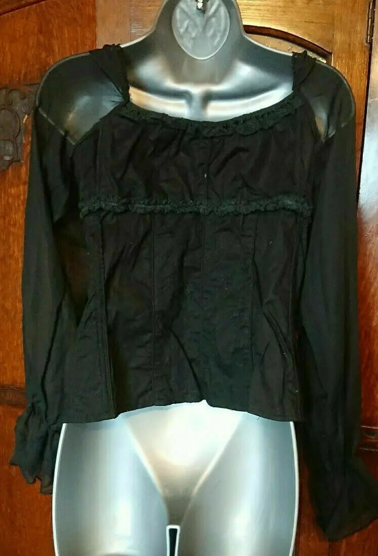 STUNNING GOTH/PUNK BLACK LACYliving dead soul hock and eye front long sleeve top Living Dead Souls