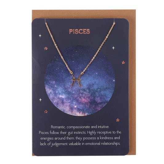 Pisces Zodiac Necklace Card Wonkey Donkey Bazaar