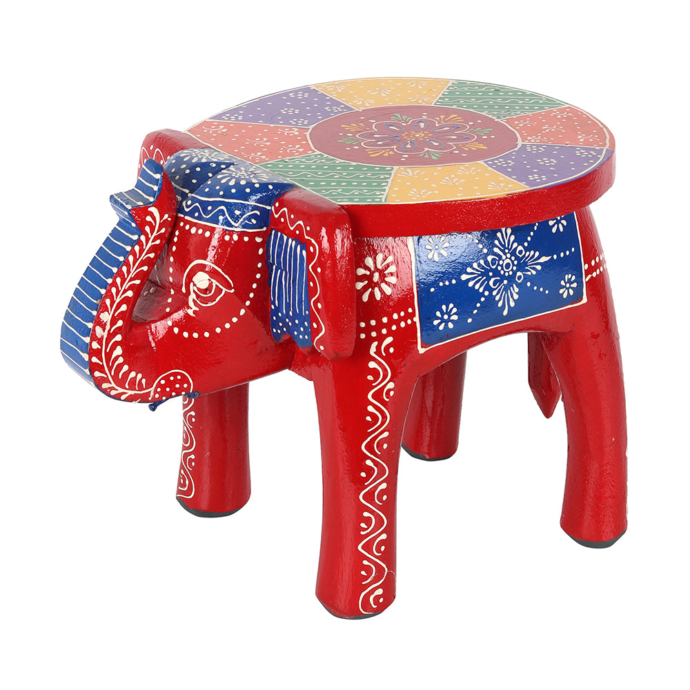 Ornamental Multicoloured Elephant Stool Wonkey Donkey Bazaar
