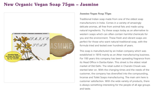 NEW ORGANIC JASMIN Vegan Soap 75g Wonkey Donkey Bazaar