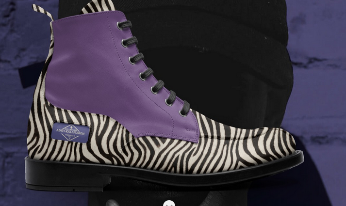 ADITI-KALI FUSION 7 Elegant biker boot-purple zebra elegant Wonkey Donkey Bazaar