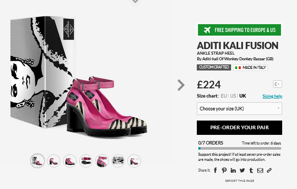 ADITI-KALI FUSION ankle strap heel-pink & black-CUSTOM CRAFTED Wonkey Donkey Bazaar