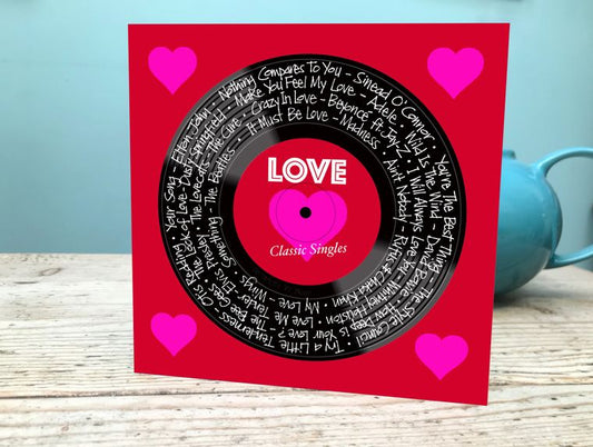 Love Hits Card /Music themed Valentines Card / Love Songs Valentines Day Card / Vinyl Lovers Valentine Speak To Me Gabriel