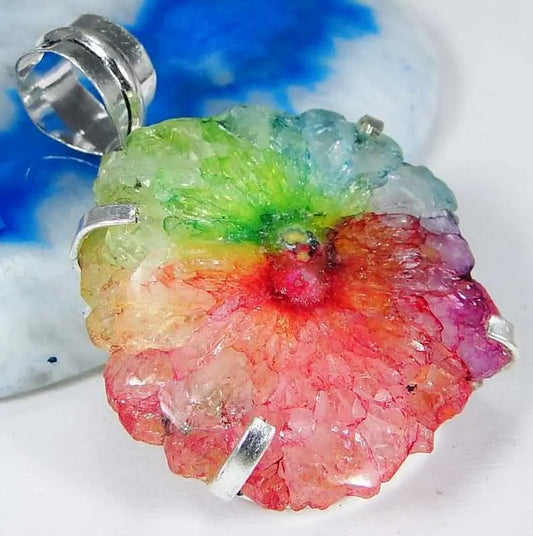 SolarQuartz & 925Silver HandmadeElegantsPendant 43mm &925%SilverChain/giftbox "Handmade"