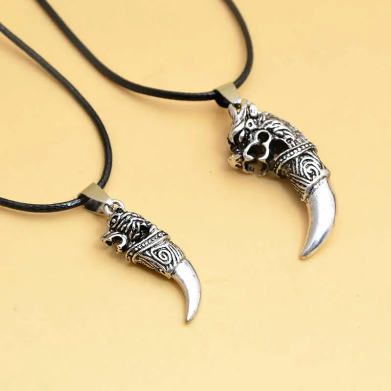 Stainless Steel Applied Men Retro Titanium Wolf Tooth Pendant Necklace Gift Unbranded