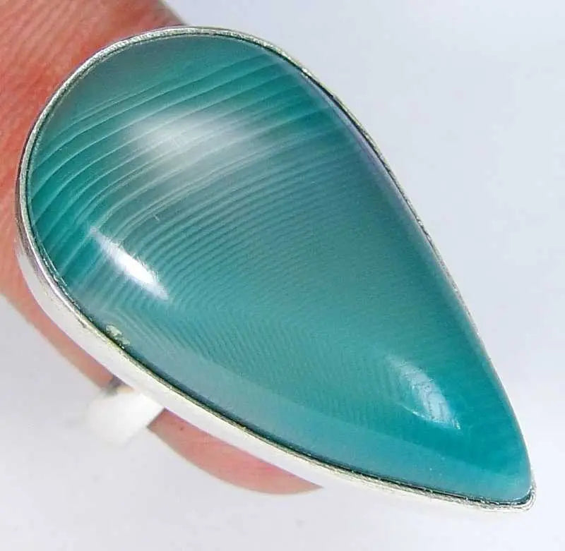 Stripped Onyx & 925 Silver Handmade Fashionable Ring Size Adjustable & gift-box "Handmade"