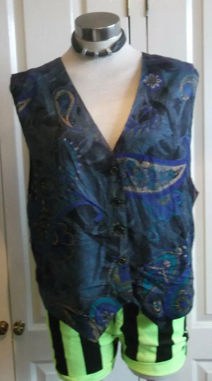 Stunning,unusual SteamPunk Waistcoat-blue floral.size46"chest  Stagewear//festi Unbranded