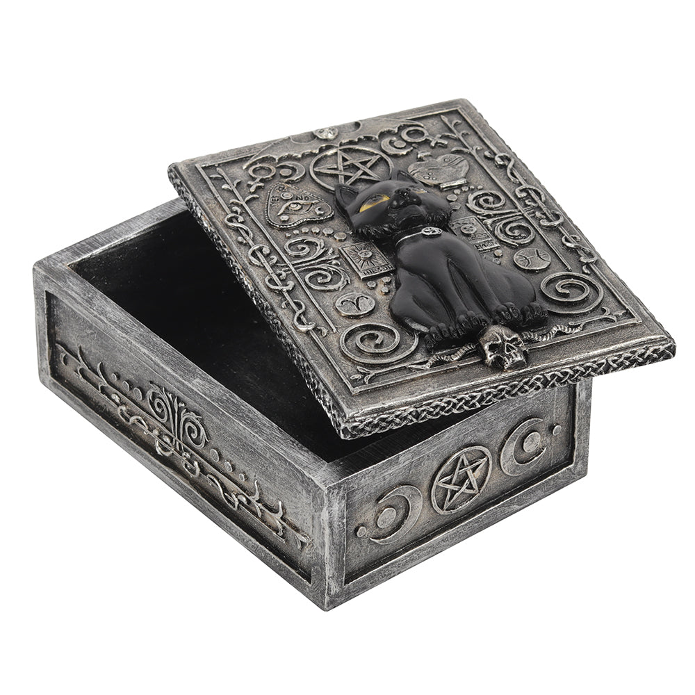 Gothic Black Cat Resin Storage Box Wonkey Donkey Bazaar