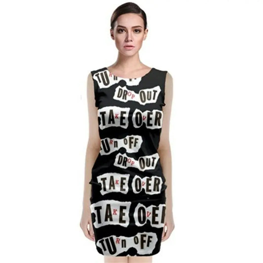 TURN OFF Exclusive OriginalDesigner SLEEVELESS MIDI DRESS Size:M SIZE10-12UK Handmade-WonkeyDonkeyBAzaar