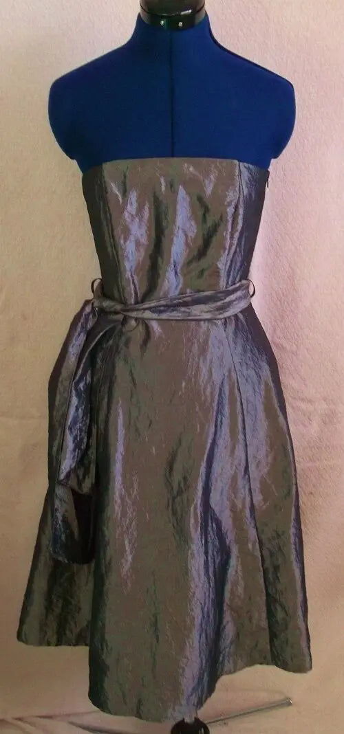 TopShop dark silver taffeta eve dress.black voile underskirtsSize10,corsettry TOP sHOP