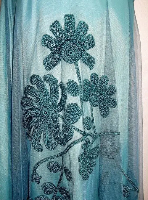 Turquoise "Coast" 2 piece bodice & skirt exquisite hand embellishment. Size 12 COAST
