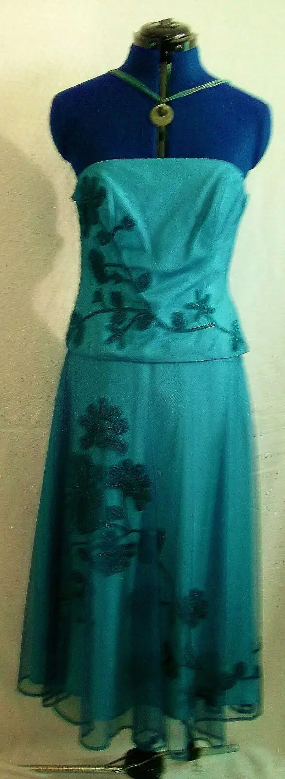 Turquoise "Coast" 2 piece bodice & skirt exquisite hand embellishment. Size 12 Coast