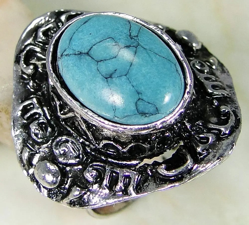 Turquoise & 925 Silver Handmade Beautiful Ring Size Adjustable & gift box "Handmade"