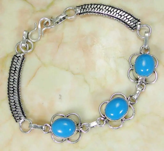 Turquoise & 925 Silver Handmade Elegants Bracelet 215mm & gift-box "Handmade"