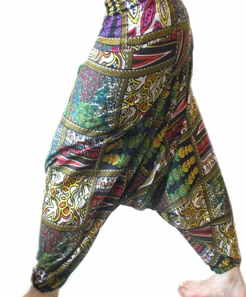UNISEX HIPPY Harem/chill pants  Trousers patch print -Patchwork Ali Baba Design Unbranded