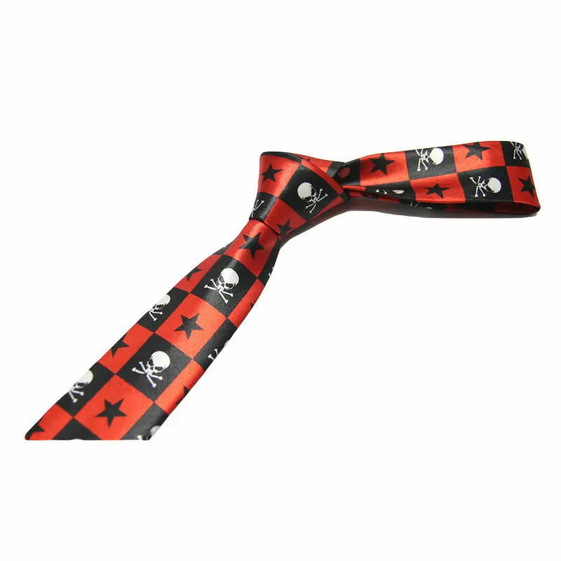 Unisex 5CM Red&blackSkinny Slim Punk Skull Tie Satin Party Necktie Halloween Unbranded