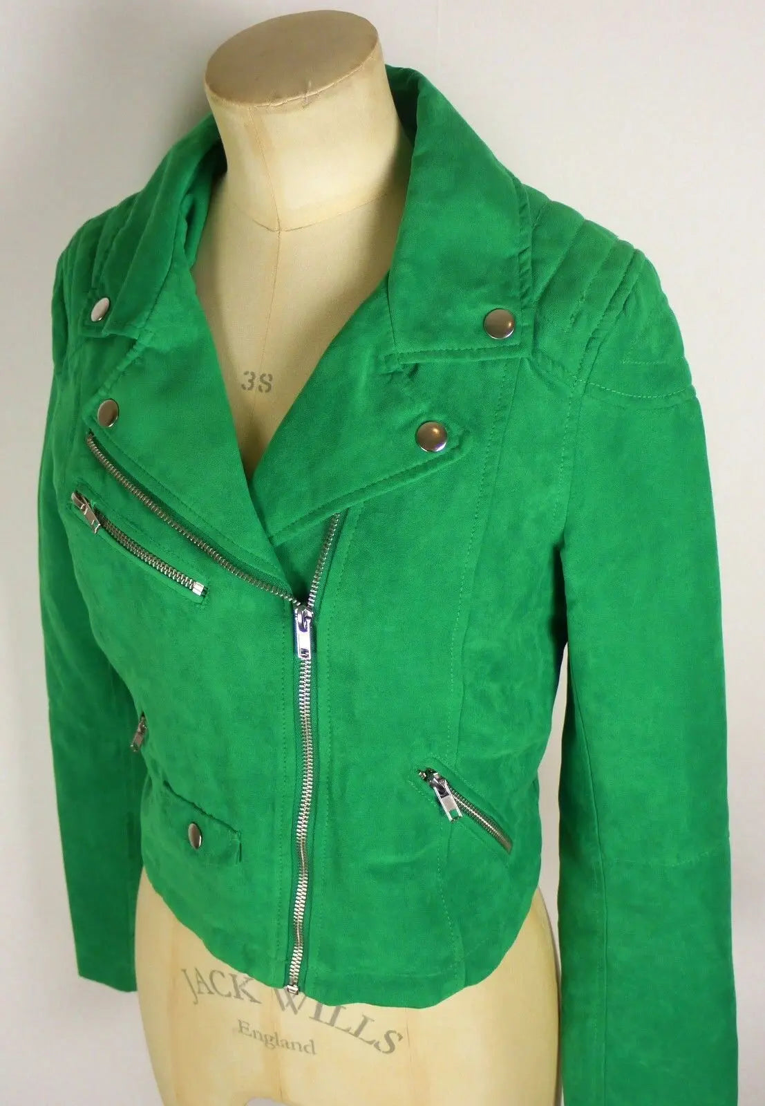 VINTAGE style/PUNK  lime green sude feel,Grunge/Punk/retrocropped biker jacket H&M