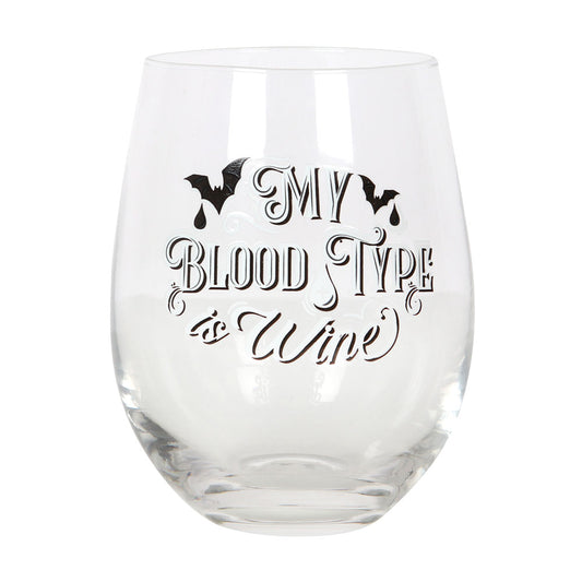 My Blood Type is Wine Stemless Wine Glass Wonkey Donkey Bazaar