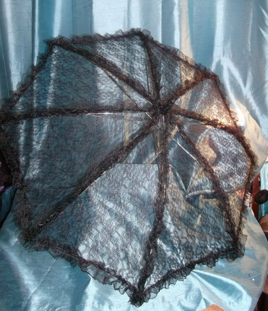 Victorian Steampunk Black Lace Parasol Umbrella Fancy Dress Accessory Prop New Bristol Novelty's