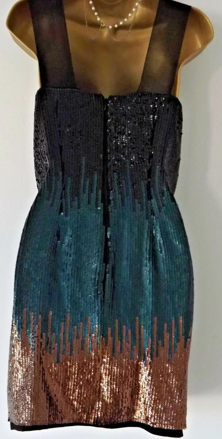 Vintage 1920's Style Gatsby Flapper Charleston Downton Deco sequin dress 10 Warehouse spotlight