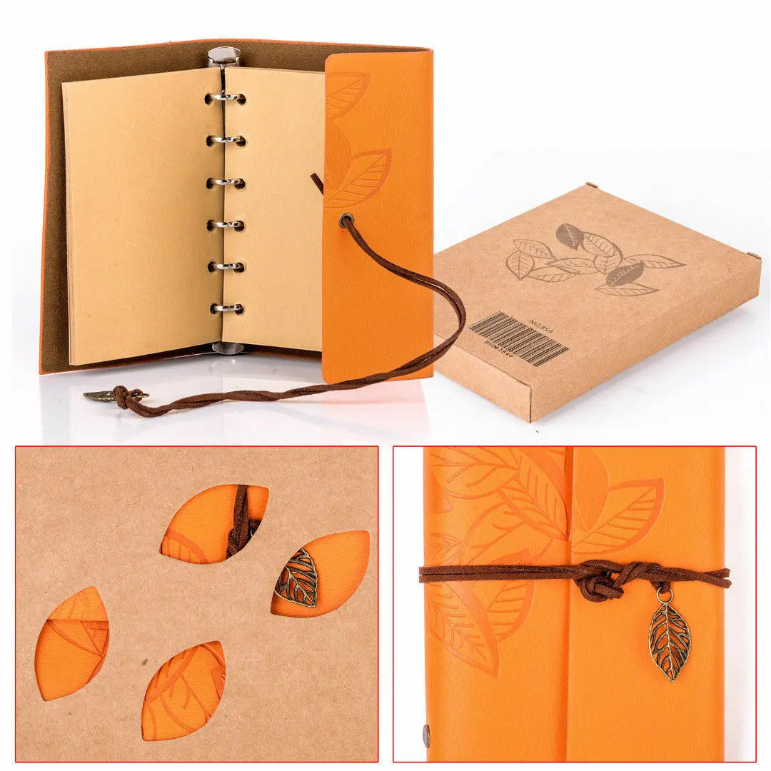 Vintage Diary Notebook String Leaf Travel Leather Paper Journal Book Sketchbook Unbranded
