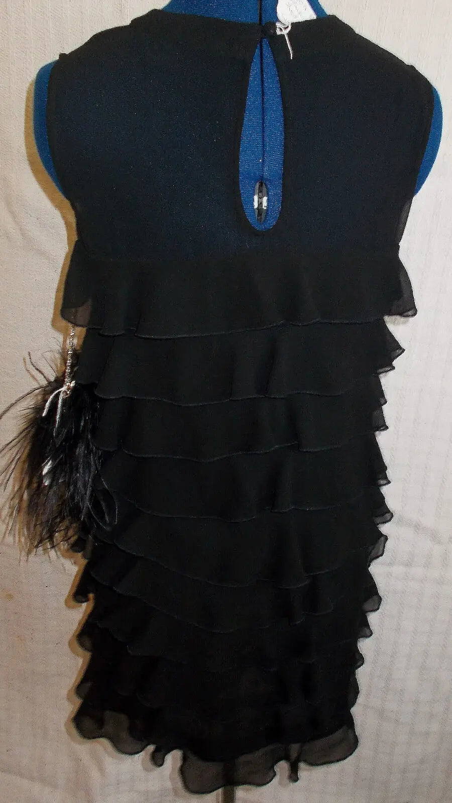 Vintage MISO retro chic/ burlesque 60's inspired black floaty layered mini dress MISO