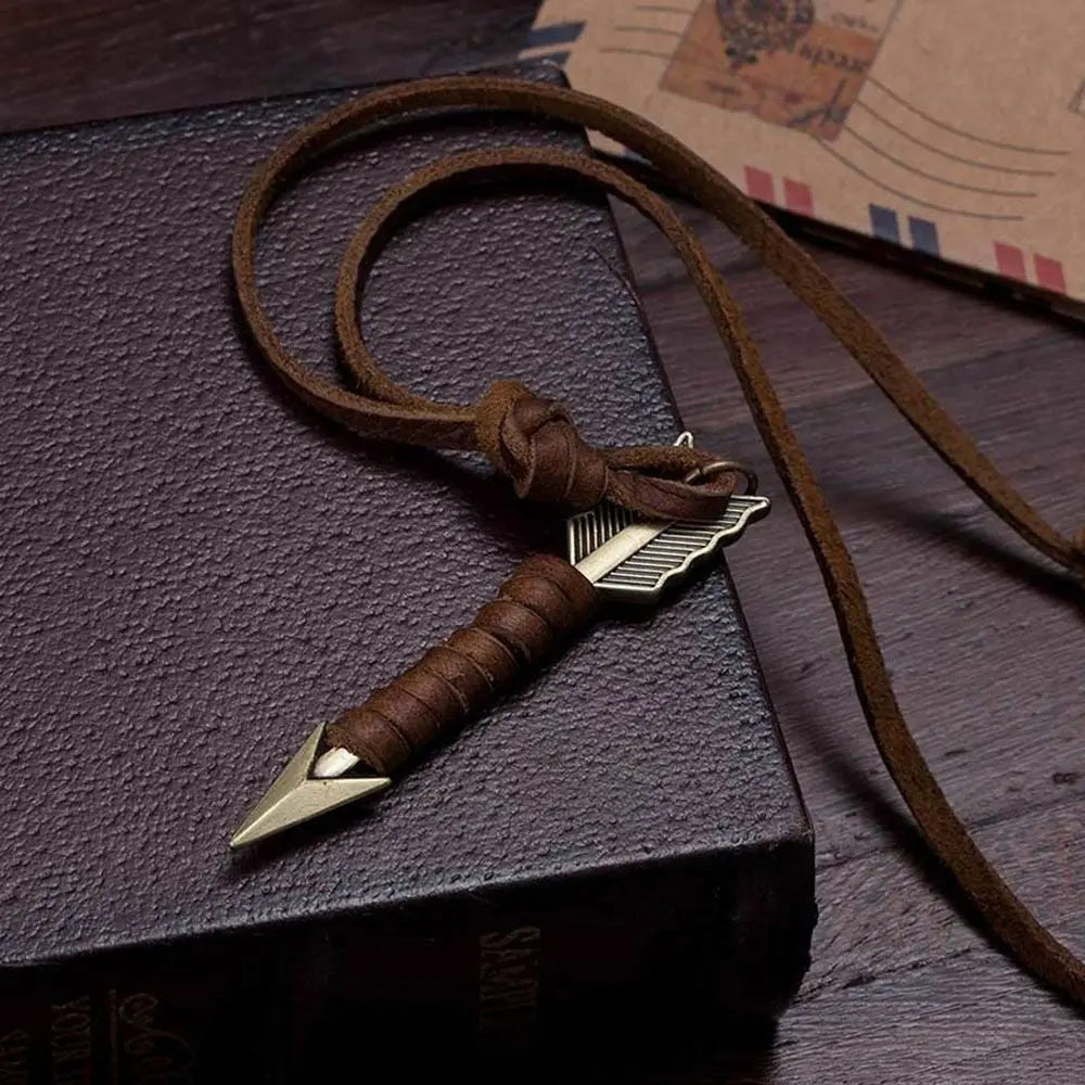 Vintage/viking Men Leather Arrow Punk Necklace Pendant Choker Jewellery Unbranded