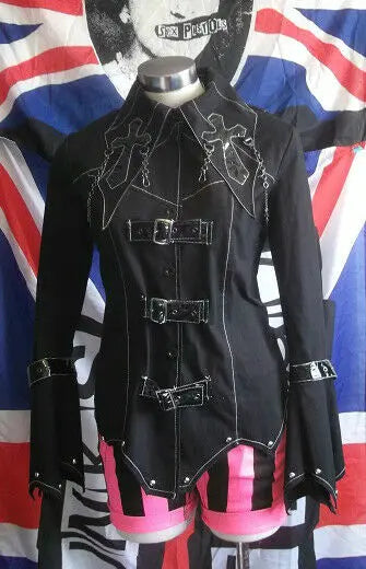 Visual kei Black jacket Punk Rock  Goth Cross Angel Secret size Med 36" chest Angel secret