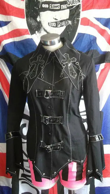 Visual kei Black jacket Punk Rock  Goth Cross Angel Secret size Med 36" chest Angel secret