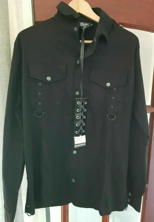 Vixxsin Torn Men's BLCK Short Sleeve Goth Alternative Black Shirt D RINGS.SIZE M Vixxsin