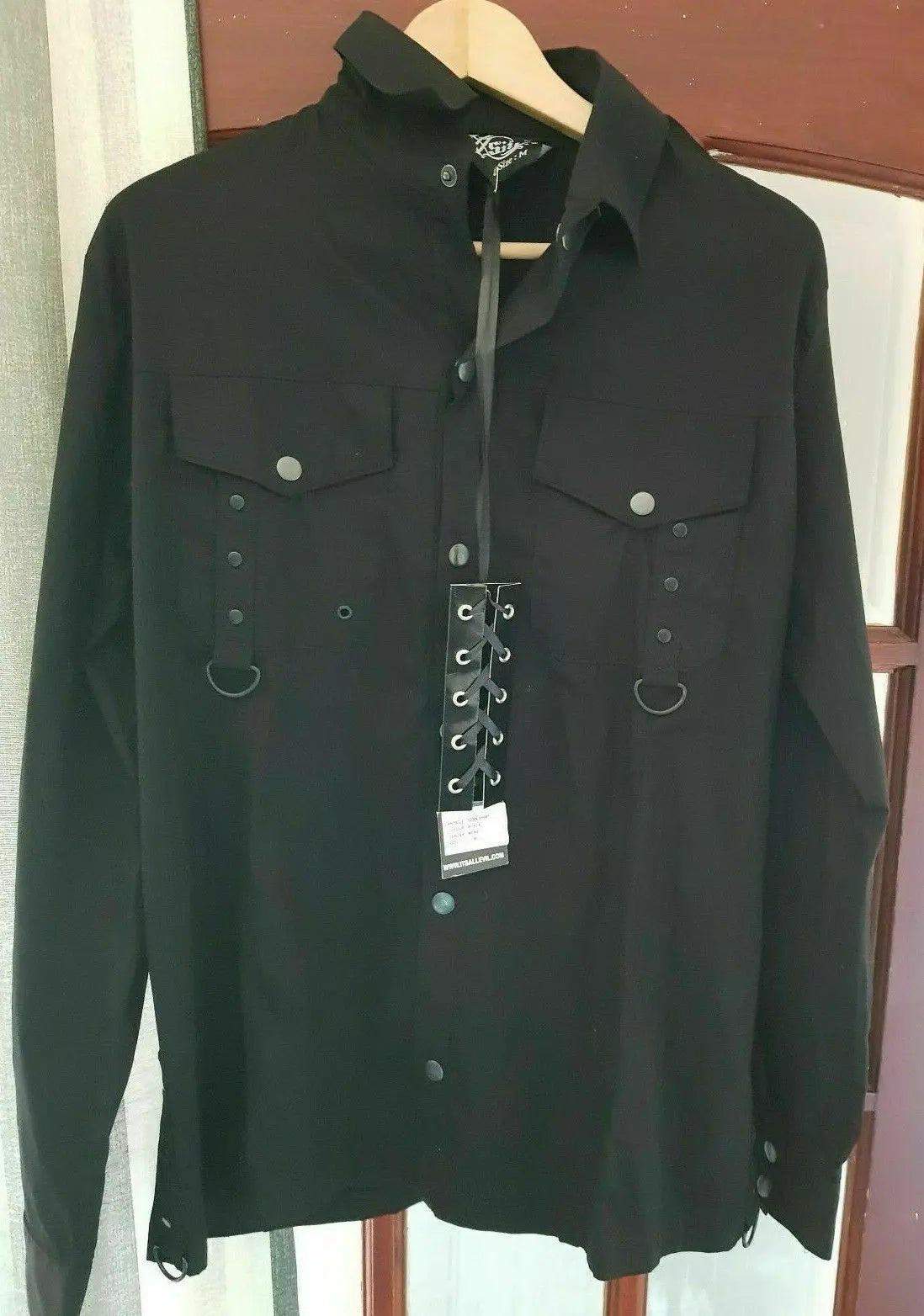 Vixxsin Torn Men's BLCK Short Sleeve Goth Alternative Black Shirt D RINGS.SIZE M Vixxsin