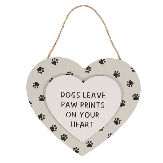 Dogs Leave Paw Prints Hanging Heart Sign Wonkey Donkey Bazaar