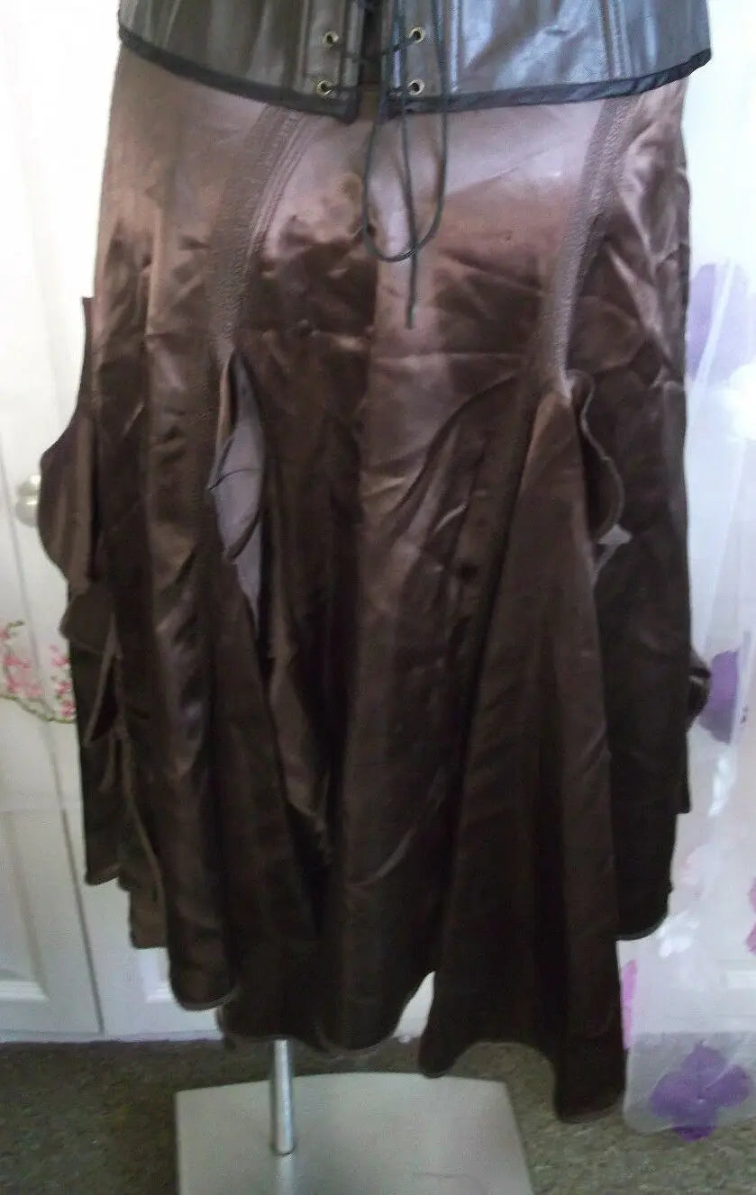 Wallis Size 12 Skirt In Brown satin, ruffled design. Ideal Steampunk.calflength Wallis