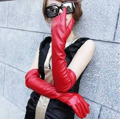 Women Warmer/Opera/Evening/Party Long faux Leather Over Elbow  Wrist Gloves UK Unbranded