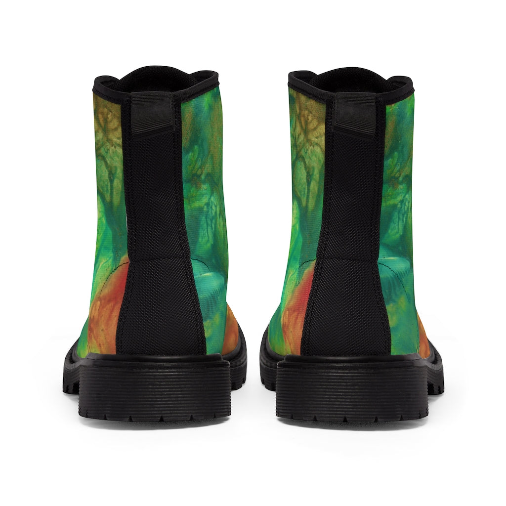 Women's Canvas Boots-green faerie Printify