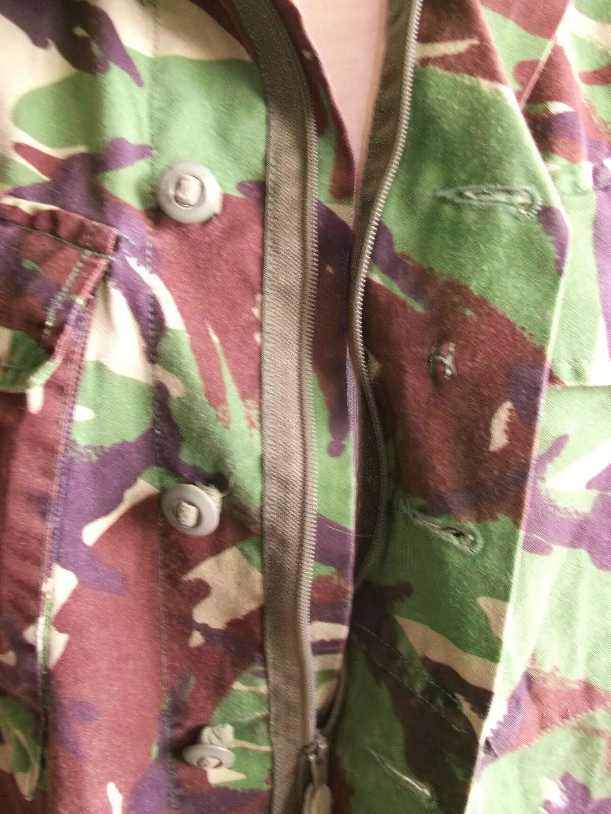 army surplus. camouflage shirt.long sleeves.zip&button front 46"chest Wonkey Donkey Bazaar